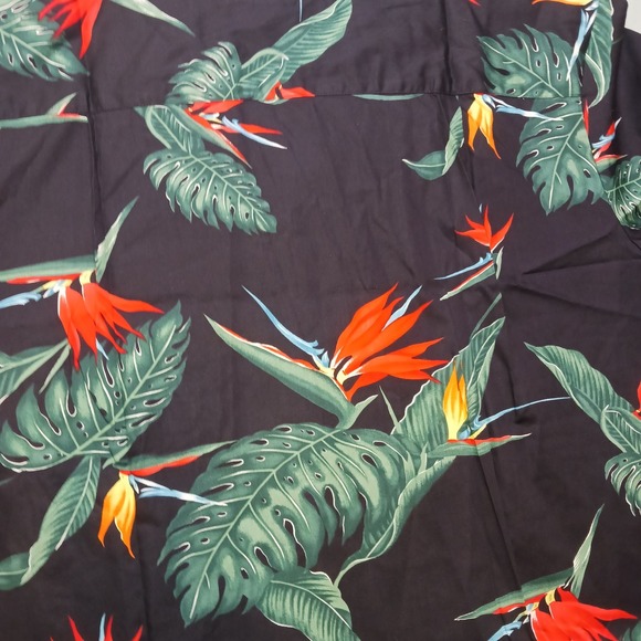 VINTAGE Paradise Found Shirt Black Bird of Paradise Monstera Hawaiian Men's 2XL - Picture 8 of 10